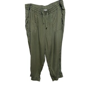 Susina Women's Olive Green Casual Linen Ankle Joggers‎ Size 1X